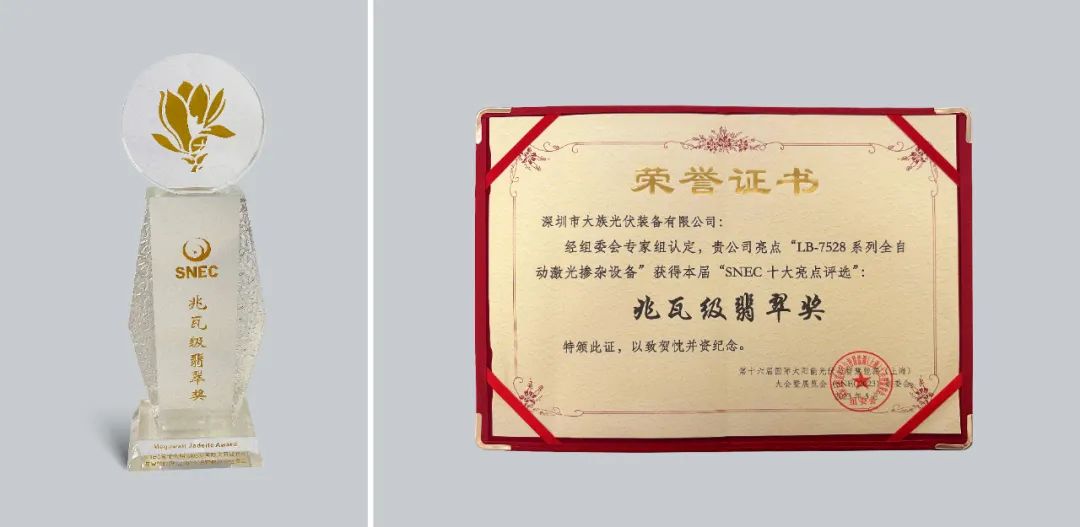 载誉而行 | 不朽情缘光伏荣获SNEC十大亮点“兆瓦级翡翠奖” 